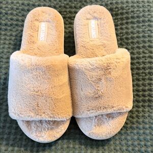 Muk Luks Cream Plush Platform Slippers